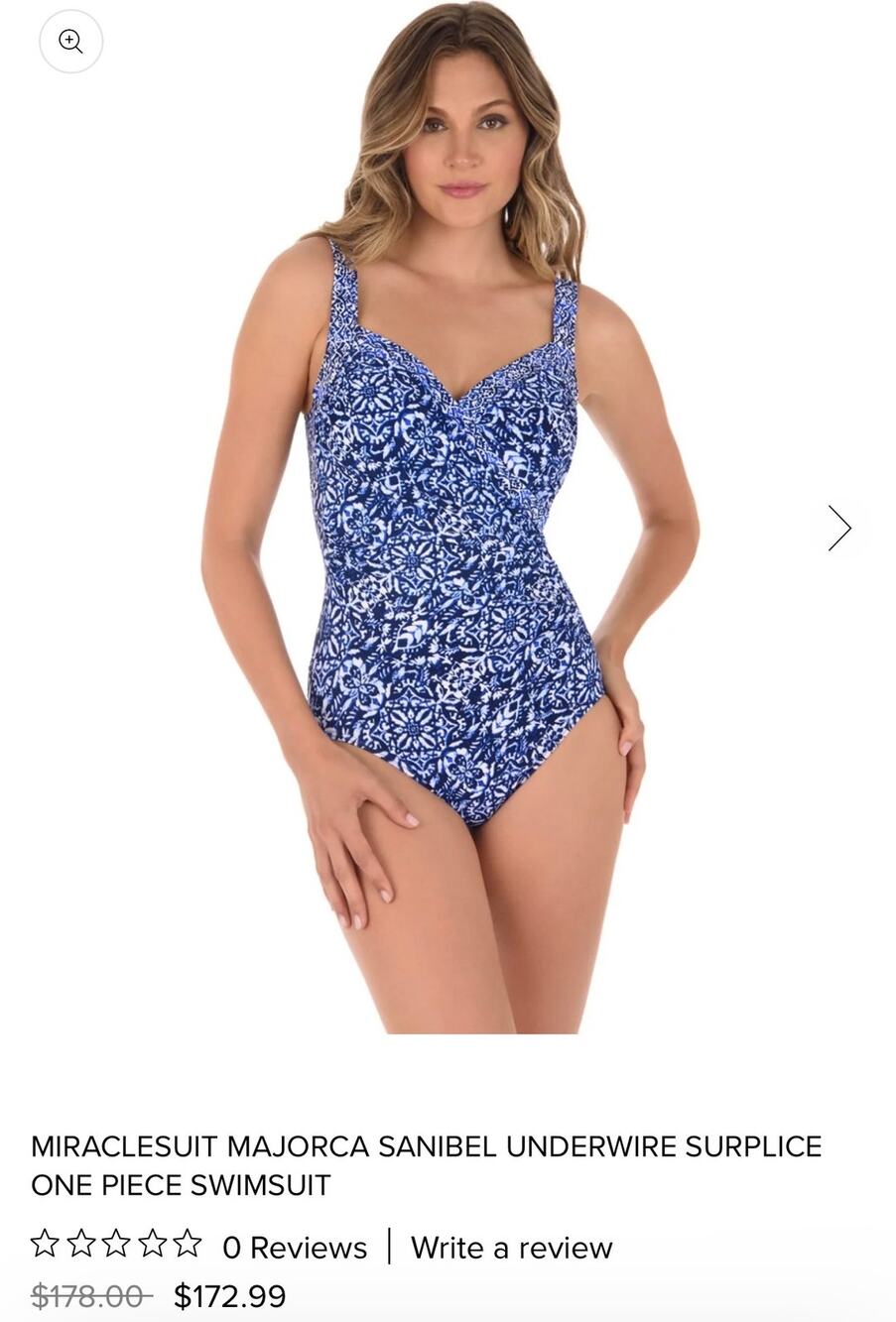 Miraclesuit Majorca Sanibel Underwire One Piece Swimsuit Blue Floral US 12 UK 16